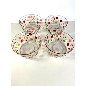 Set of 4 New Plastic Cereal Bowls Dots